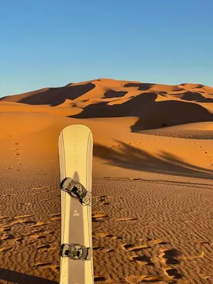 a snowboard in the middle of the desert at Moroccan Desert Camp in Merzouga