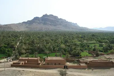 a view of a village with a mountain in the background at agdz in Agdz