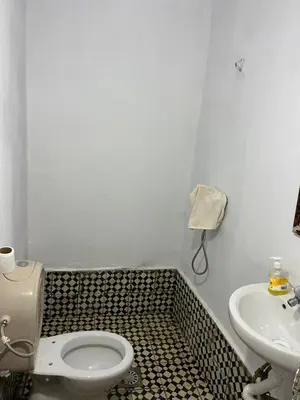 a bathroom with a toilet and a sink at Gite Amani Guest House in Zaouia Hansala