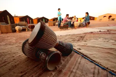 a pile of coils of rope sitting on the ground at Sahara Desert Camp Mhamid - Bivouac Le Pacha in Mhamid
