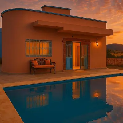 a house with a pool in front of it at Tazouta Farm Villa with Pool in Tazouta