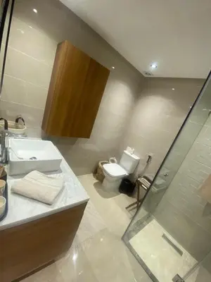 a bathroom with a toilet and a sink and a shower at Appartement location hout standing agadir in Oulad Akkou