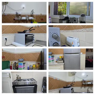 a collage of photos of a kitchen with appliances at Appartement familial شقة للعائلة in Meknès