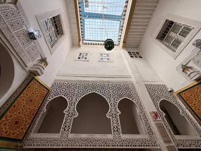 an overhead view of a room with a mosque at Dar Mohamadia in Fès