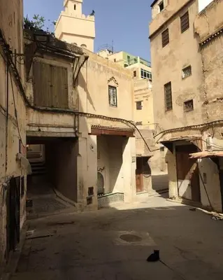 an empty street in an old building at Mom's food in Oulad Akkou