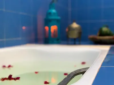 a bath tub with some crumbs in it at Maison D'hôtes Ait Mouli in Bzou