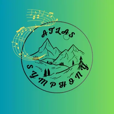 a label with a picture of mountains and music notes at Hotel&Restaurant Atlas Symphony in Ourika