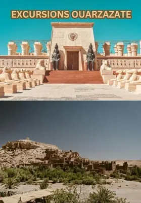 two pictures of a building in the desert at Excursions morocco in Oulad Akkou