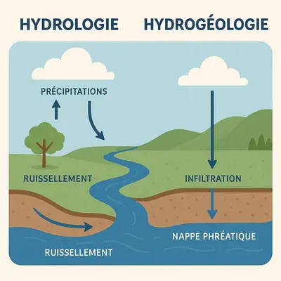 a diagram of the hydrologic cycle of a river at Jardin Ifrane Perle in Oulad Akkou