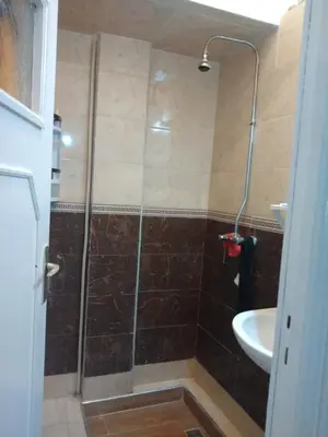 a bathroom with a shower and a sink at Apartment Rabat Agdal in Oulad Akkou