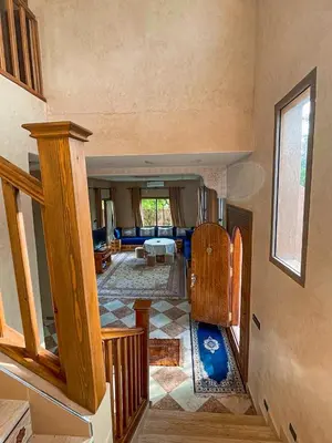 a view of a living room from the top of a house at Villa à ourika, piscine et montagnes, 40 min Marrakech in Ourika