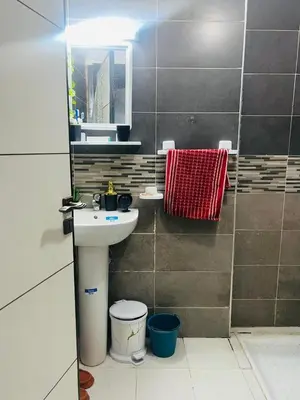 a bathroom with a sink and a mirror at Appartement lux meublé in Ouarzazate
