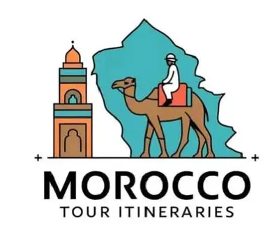 a logo of a man riding a camel and a mosque at Morocco Tour Itineraries in Merzouga