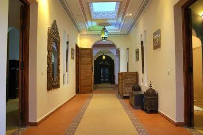a hallway of a house with a door at Villa Zazate private pool & starry garden in Ouarzazate