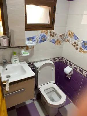 a bathroom with a toilet and a sink at Maison villa in Oulad Akkou