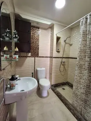 a bathroom with a toilet and a sink and a shower at yas appart in Oulad Akkou