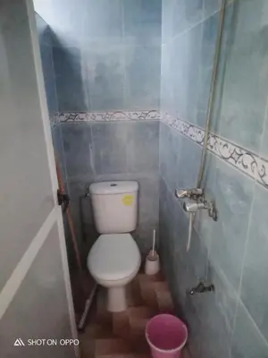 a small bathroom with a toilet and a shower at Essaouira Mogador in Oulad Akkou