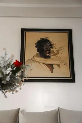 a painting of a woman on a wall at Villa Palmyra, 8 suites et piscine chauffée in Marrakech