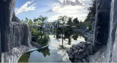 a view of a river in a theme park at Oasis Serenity in Oulad Akkou