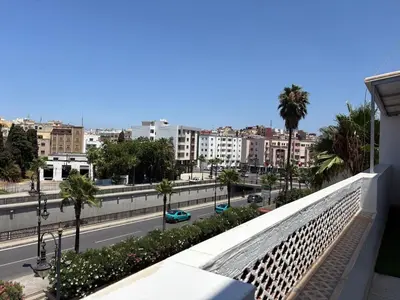 a view from a balcony of a city street at New Design in Today's Style in Oulad Akkou