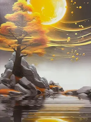 a painting of a tree and the moon at New Design in Today's Style in Oulad Akkou