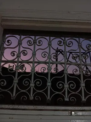 a window with a wrought iron fence on a building at Dar dyafa in Fès