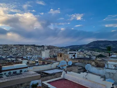 a view of a city from the roof of a building at Riad Victoria in Fès