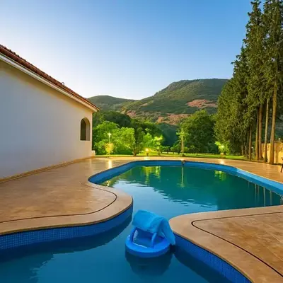 Ferme avec piscine et vue panoramique