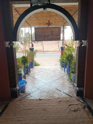 an entrance to a building with potted plants at Africa Hollywood in Aït Ben Haddou