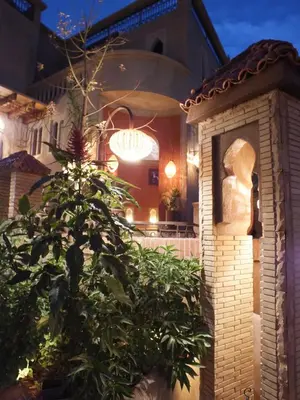 a house with a plant in front of a building at Palm Dades in Boumalne