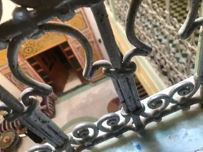 a close up of a wrought iron fence at Reggae Riad in Fès