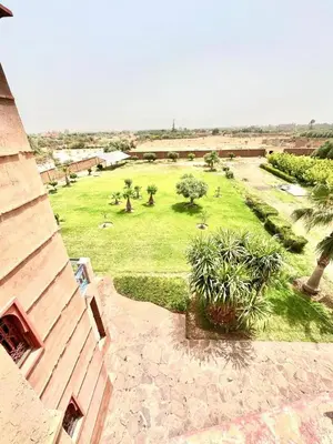 an overhead view of a field of grass with animals in it at Villa H in Oulad Snaguia