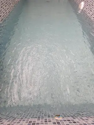 a pool of water with a person in it at Villa Enouzha in Fès