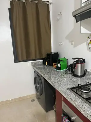 a kitchen with a washing machine on a counter at Appartement de 3 chambres pour 6 voyageurs à 20 minutes de centre ville de Marrakech in Azib Oulad Lâdem
