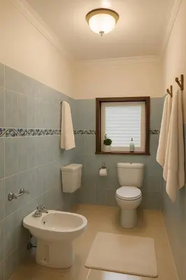 a bathroom with a toilet and a sink at Tazouta Farm Villa with Private Pool & Mountain Views in Tazouta