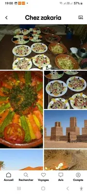a collage of four pictures of different food at chez zakaria luxury tent camp merzouga in Merzouga