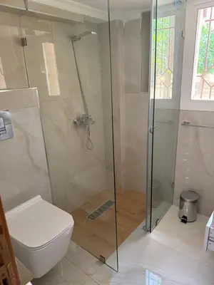 a bathroom with a shower and a toilet at Illy house in Ifrane