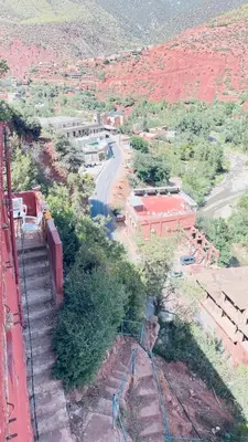 an aerial view of a building and a road at Chez Mazgiti in Ourika