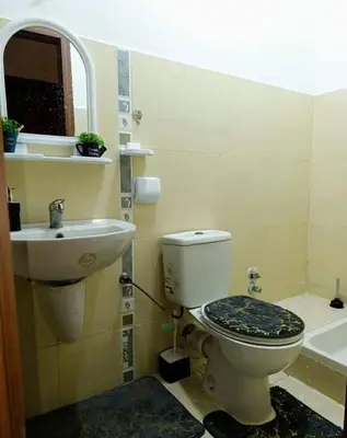 a bathroom with a toilet and a sink at Merzouga Hous in Merzouga