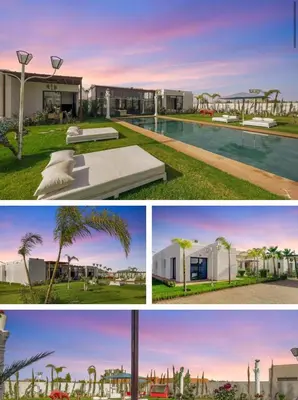a collage of three pictures of a house at Villa solea in Marrakech