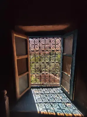 a view of a window with a latticed at Casa Rural Todra Gorges in Tinerhir