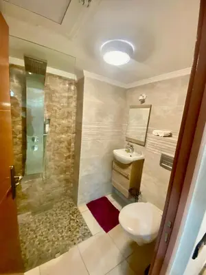 a bathroom with a toilet and a sink and a shower at Rare, duplex 3 chambres, proche du centre in Oulad Akkou