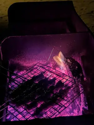 a grill with a bunch of food cooking on it at Lunanir lodge Camp in Hassilabied