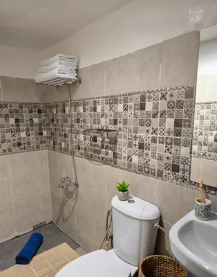 a bathroom with a toilet and a sink at Riad Dalia - Fes Medina in Fès