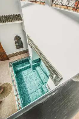 an overhead view of a swimming pool in a house at Villa Riad Soles Heated pool Luxury and Beauty in Douar Soukkane