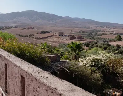 a view of the valley from the wall at Atlas Aura Hotel Ourika - Marrakech