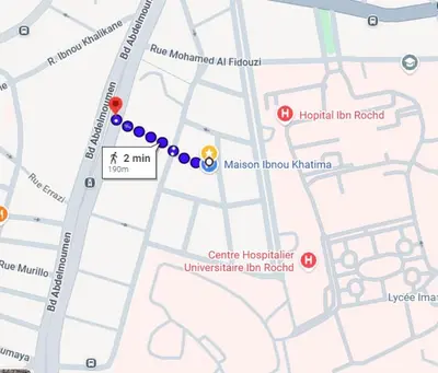 a map of the mumbai international airfield with red dots at Othana in Oulad Akkou