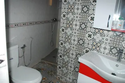 a bathroom with a toilet and a sink at Fes flower in Fès