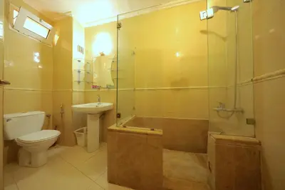 a bathroom with a shower and a toilet and a sink at Apparemment de vacances centre de fes in Fès