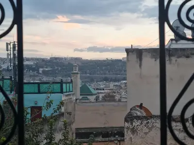 a view of a city from a building at dar sara medina fes in Fès